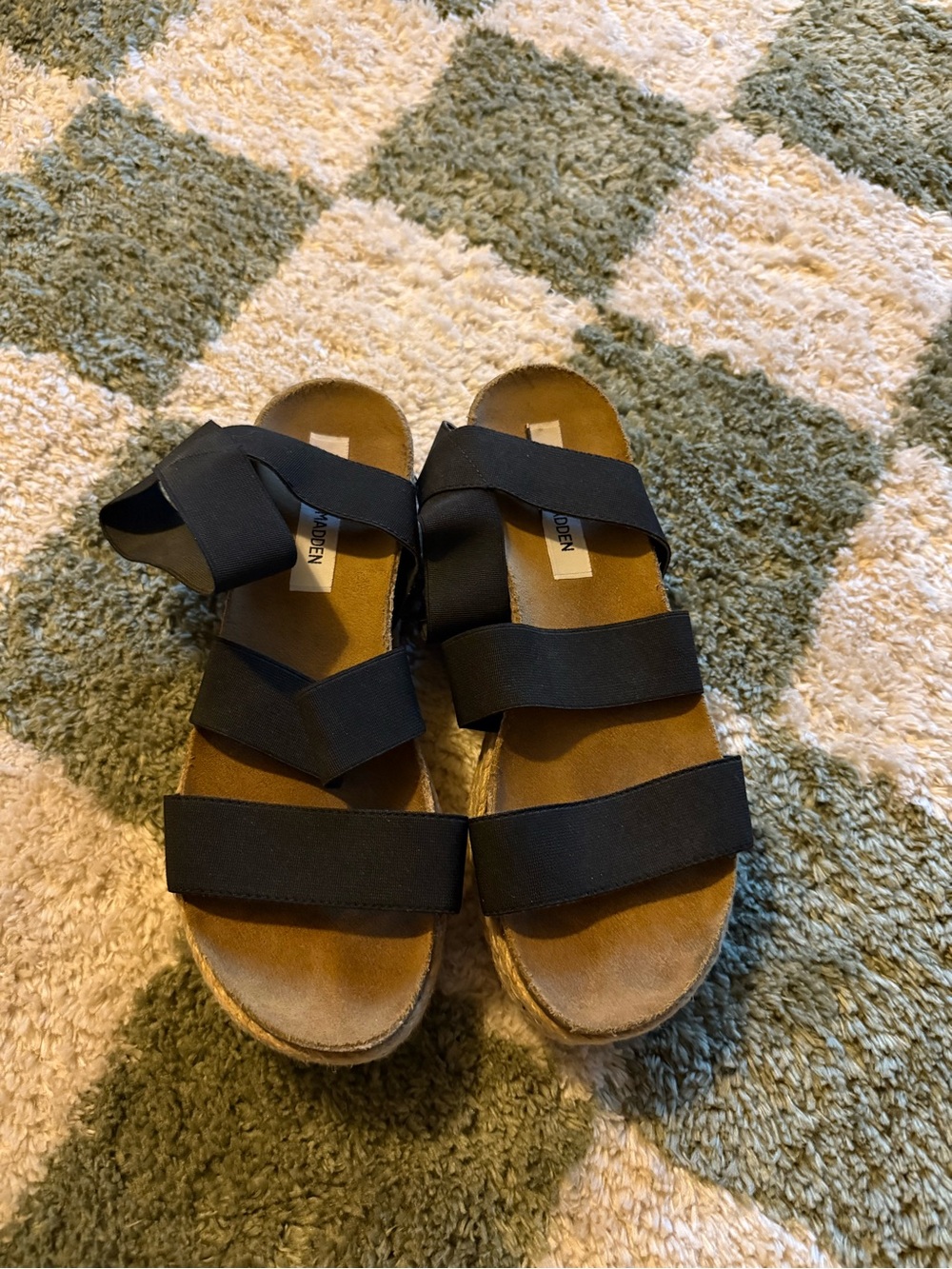 Steve Madden Black Strappy Elastic Slide Sandals